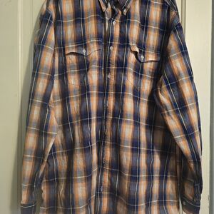 Roper Blue and Orange Plaid Shirt